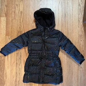 Eddie Bauer down parka black with rainbow sparkles 3T